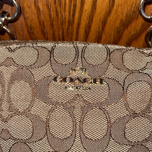 Coach Signature Mixed Leather Satchel/ crossbody / tote bag Brown - Picture 3 of 13